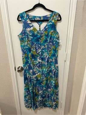 Erika VTG NWOT 90s Hawaiian Floral Butterfly Print Midi Summer Dress Size Medium